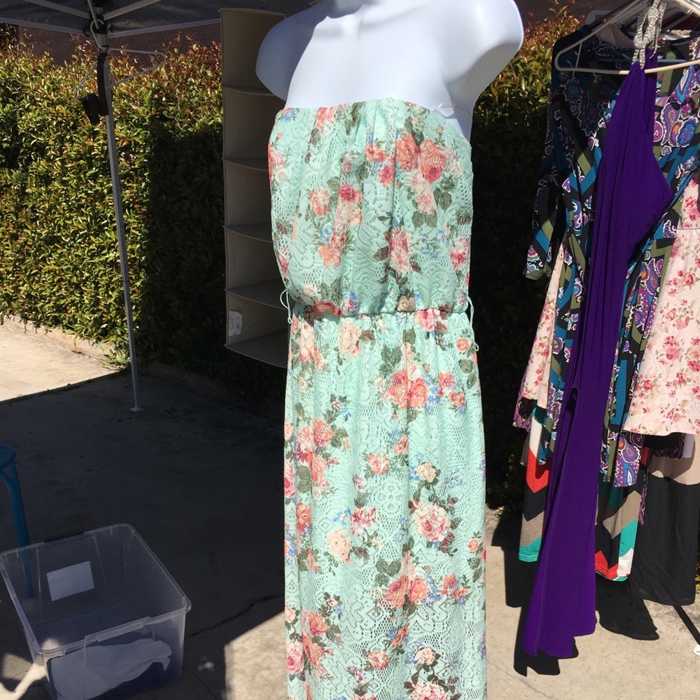 Light blue long tube dress